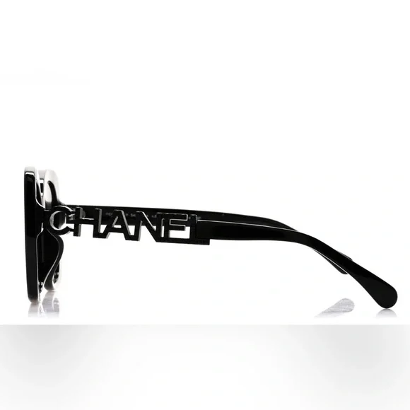 Authentic CHANEL Acetate Strass Polarized Square Sunglasses 5422-B-A Black - Picture 4 of 8